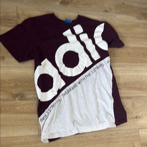 Brown and White Short Sleeve Tee with Bold Graphic Design